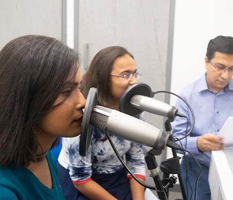 Priya and Mansi doing Voiceovers